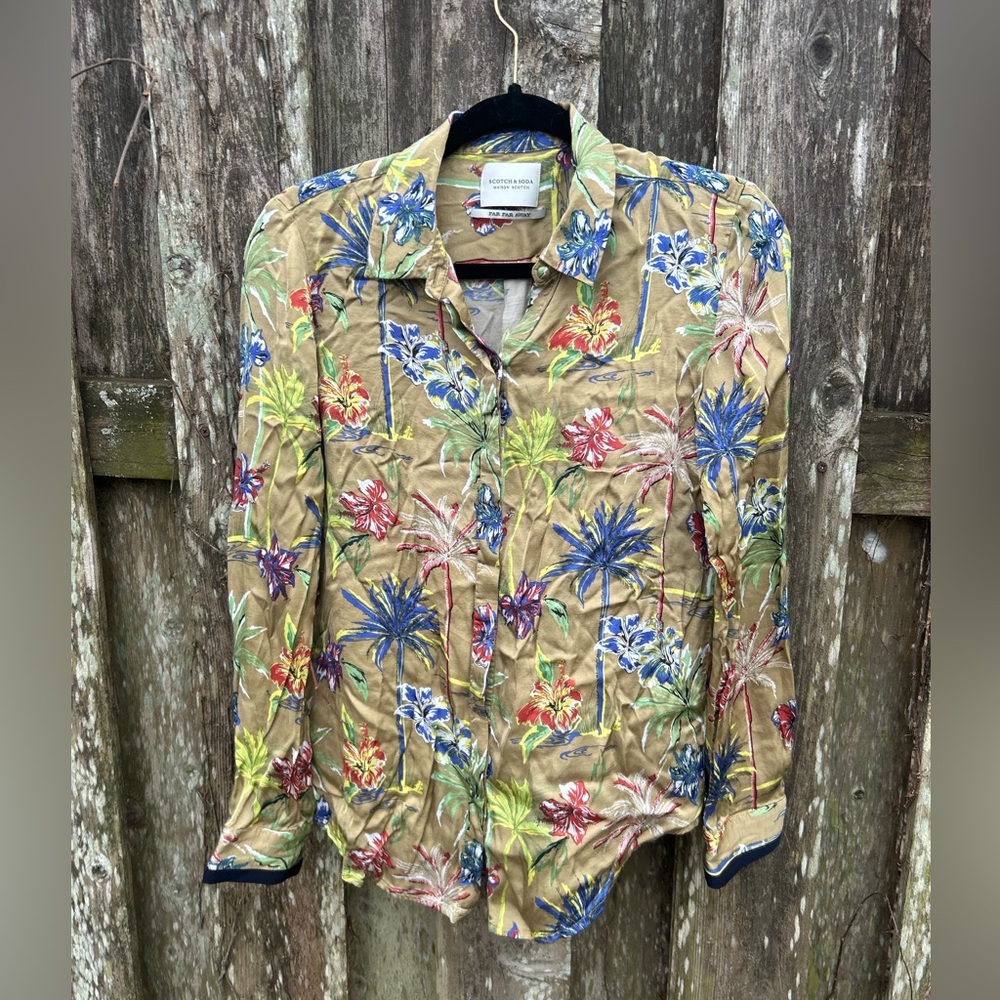 Scotch & Soda Maison Scotch Tropical Floral Button Up Shirt Small